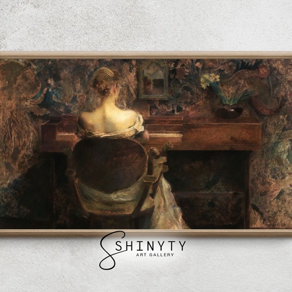 Victorian Lady at Piano Painting - Etsy