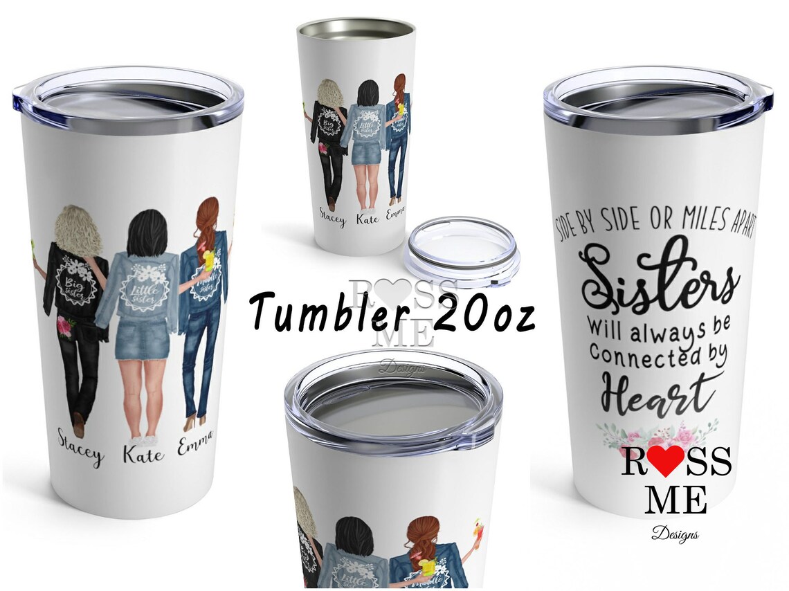 Best Sister Mug Custom 3 Sisters Tumbler or Coffee Mug Long Etsy