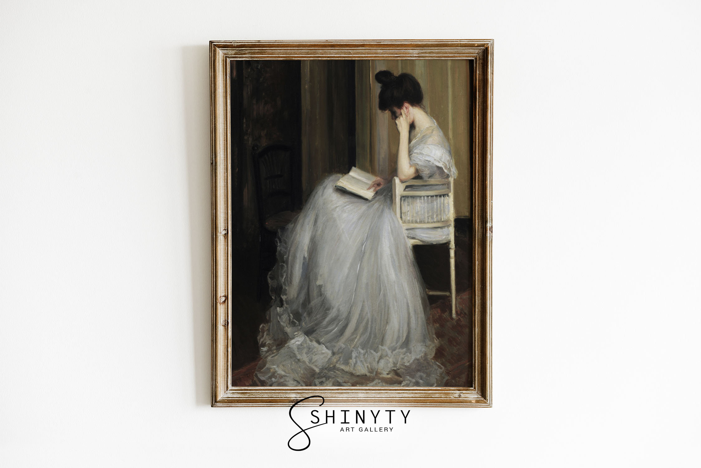 Vintage Portrait Woman Reading Art Print, Antique Painting Bedroom Wall ...