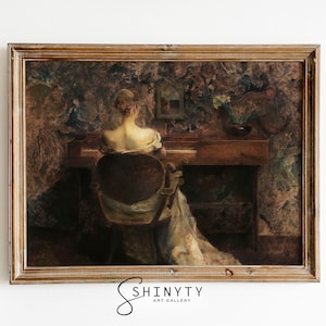 Antike Porträt Frau Klavier Spielend | Vintage Schlafzimmer Wanddeko | DRUCKBARE Barock Malerei | Musik Art Print, Viktorianische Kunst | Digital