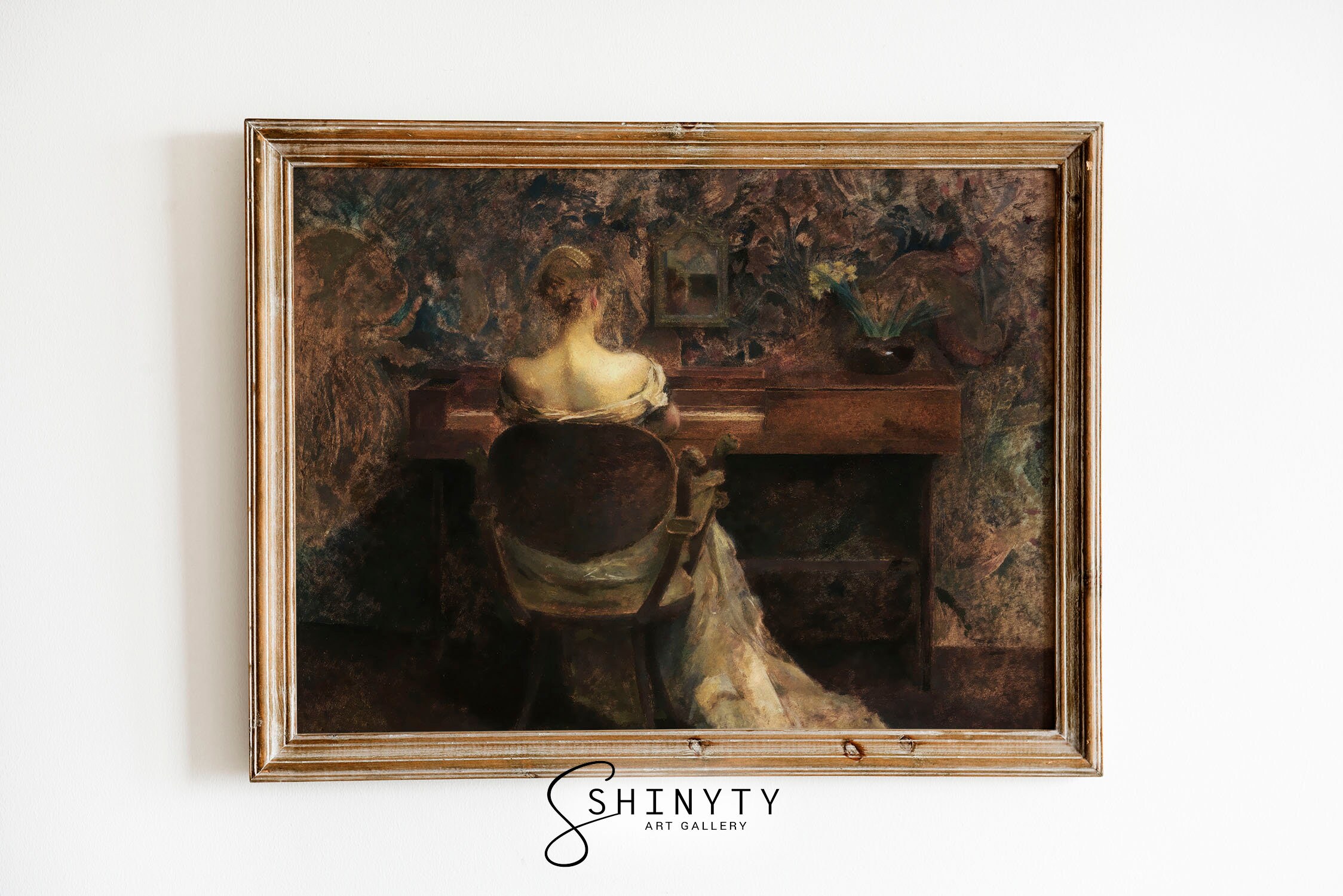 Antique Portrait Woman Playing Piano | Vintage Bedroom Wall Décor ...