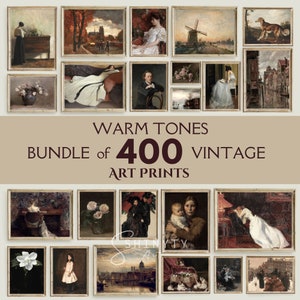 400 Vintage Gallery Wall Printable Wall Art, MEGA BUNDLE Print Set, Warm Tones Antique Oil Painting, French Country Farmhouse Decor Digital