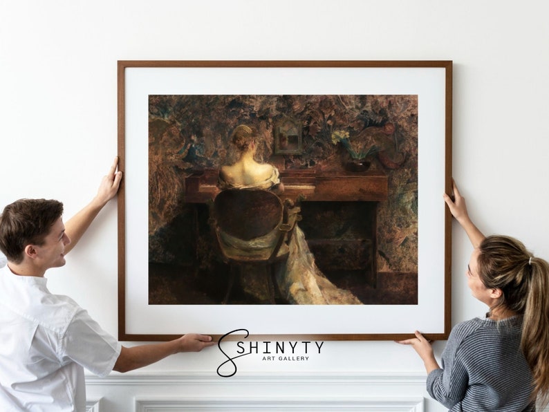 Antique Portrait Woman Playing Piano | Vintage Bedroom Wall Décor ...