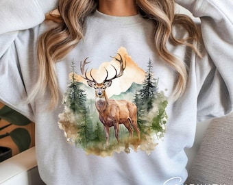 Vintage Deer Sweatshirt | Retro Wildlife Crewneck |  Nature-Inspired Cozy Gift for Outdoors Lovers