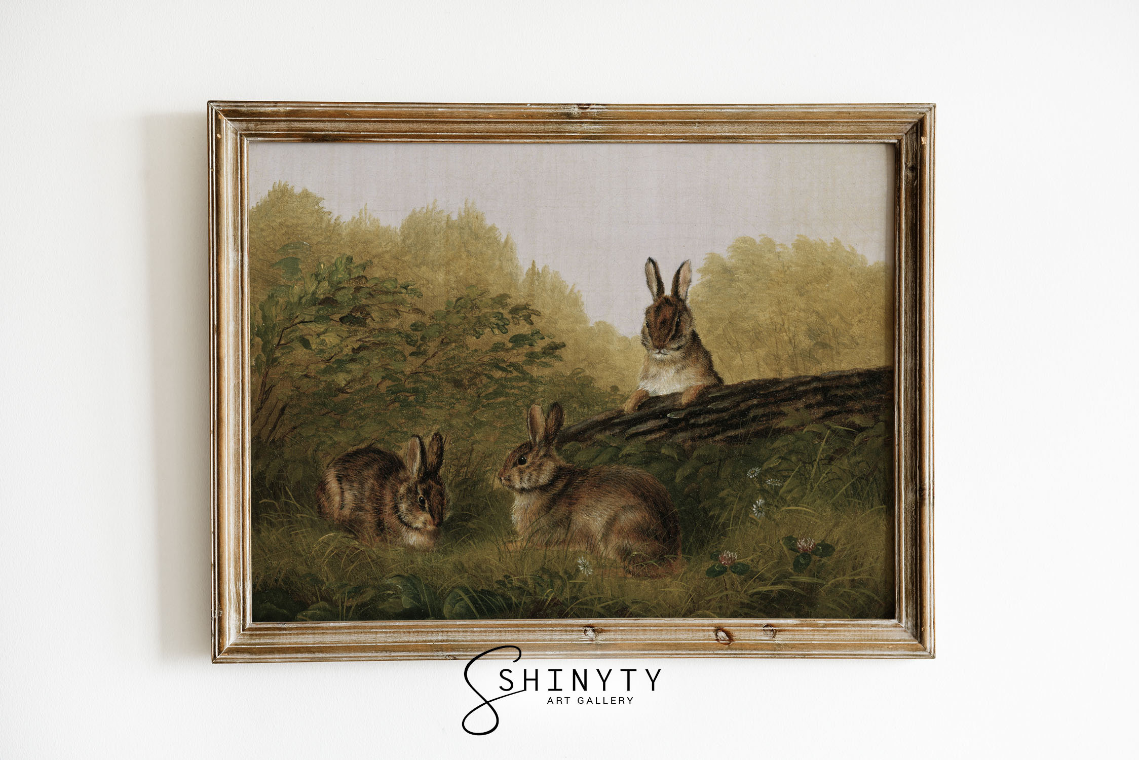 Vintage Rabbits Painting | Spring Wall Art Print | Antique Hares ...
