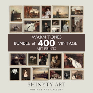 400 MEGA BUNDLE Vintage Gallery Wall Art Prints Set, Printable Wall Art, Warm Tones Antique Oil Painting, French Country Farmhouse Decor
