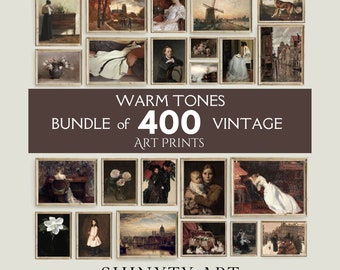 400 MEGA BUNDLE Vintage Gallery Wall Art Prints Set, Printable Wall Art, Warm Tones Antique Oil Painting, French Country Farmhouse Decor