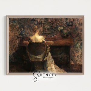 Antique Portrait Woman Playing Piano | Vintage Bedroom Wall Décor ...