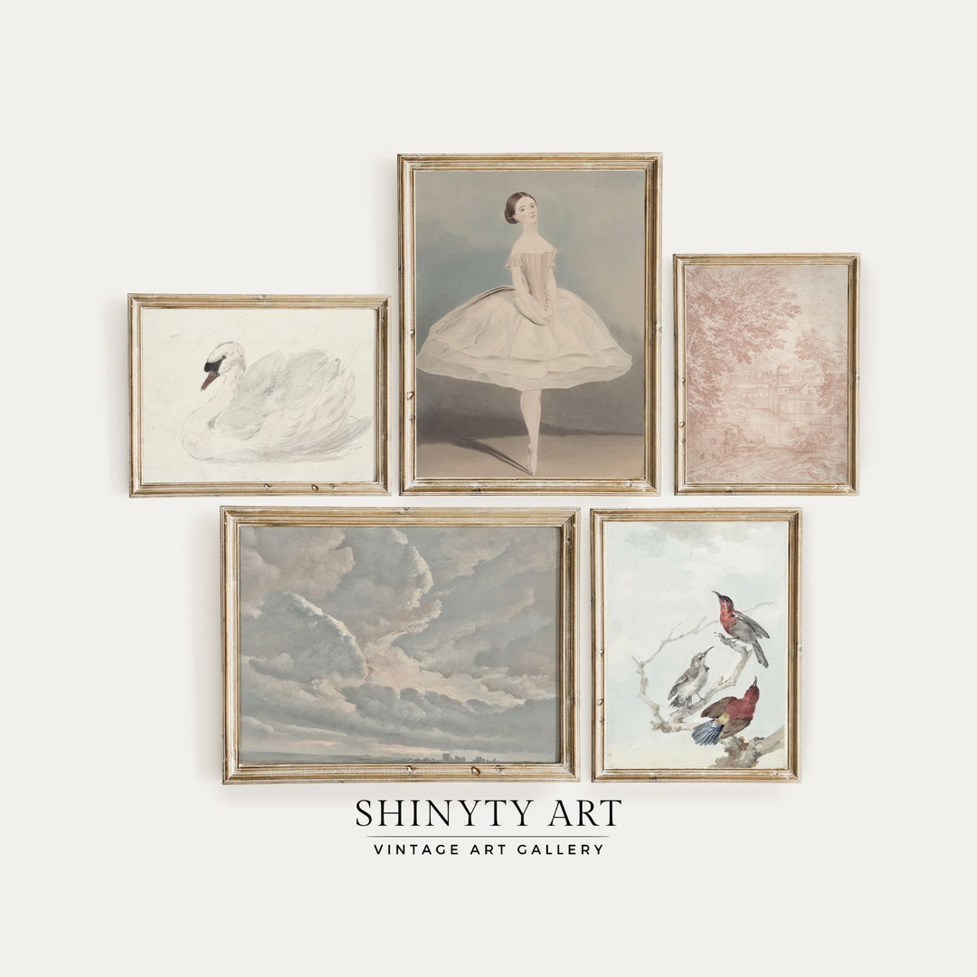 Vintage Nursery Gallery Wall Art Set of 5 Prints | Girls Room Decor ...
