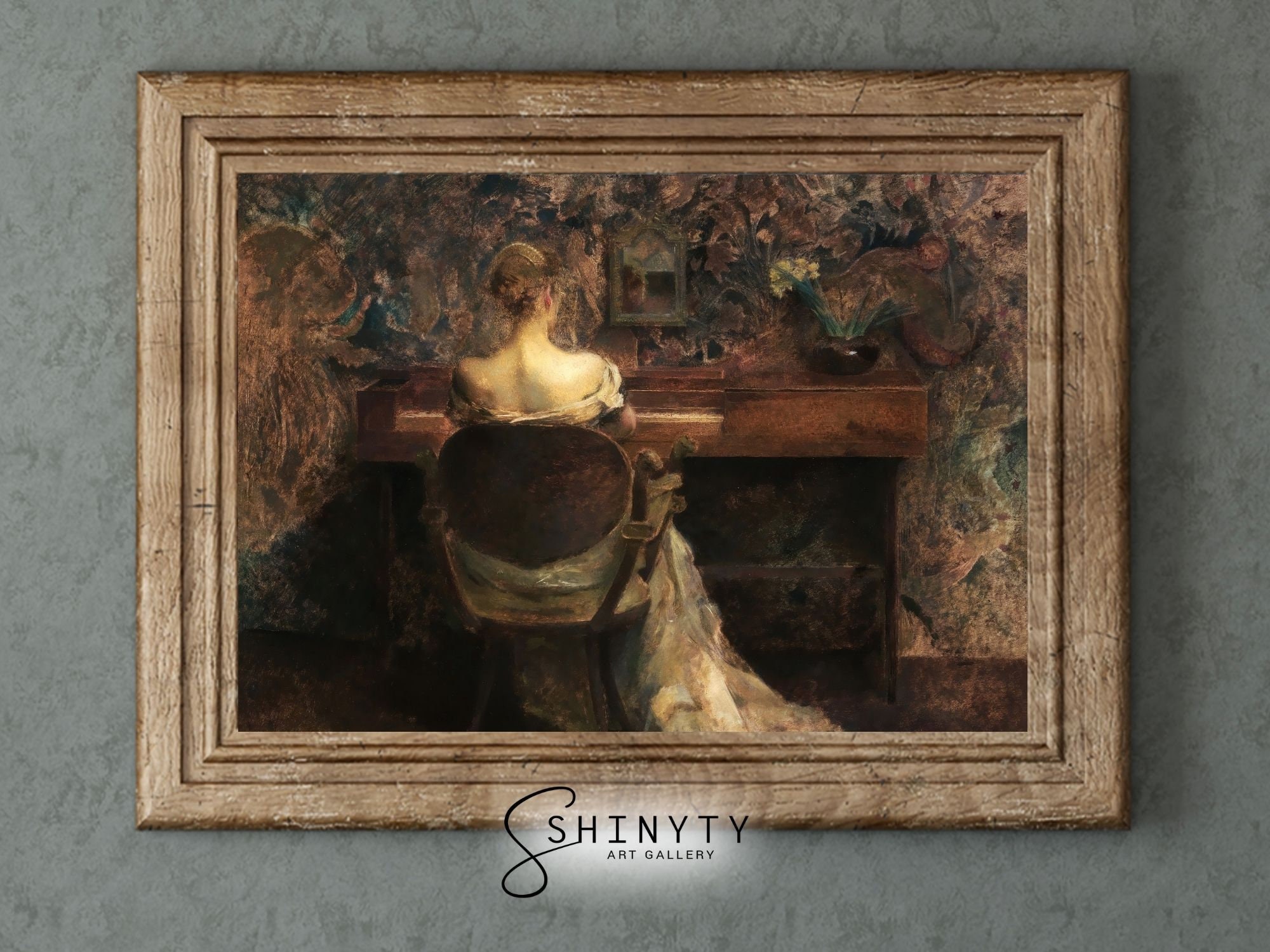 Antique Portrait Woman Playing Piano | Vintage Bedroom Wall Décor ...