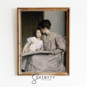 Vintage Mother and Daughter Painting | Nursery Wall Decor | Mother and Child Art Print | Victorian Wall Art, PRINTABLE | Digital Download