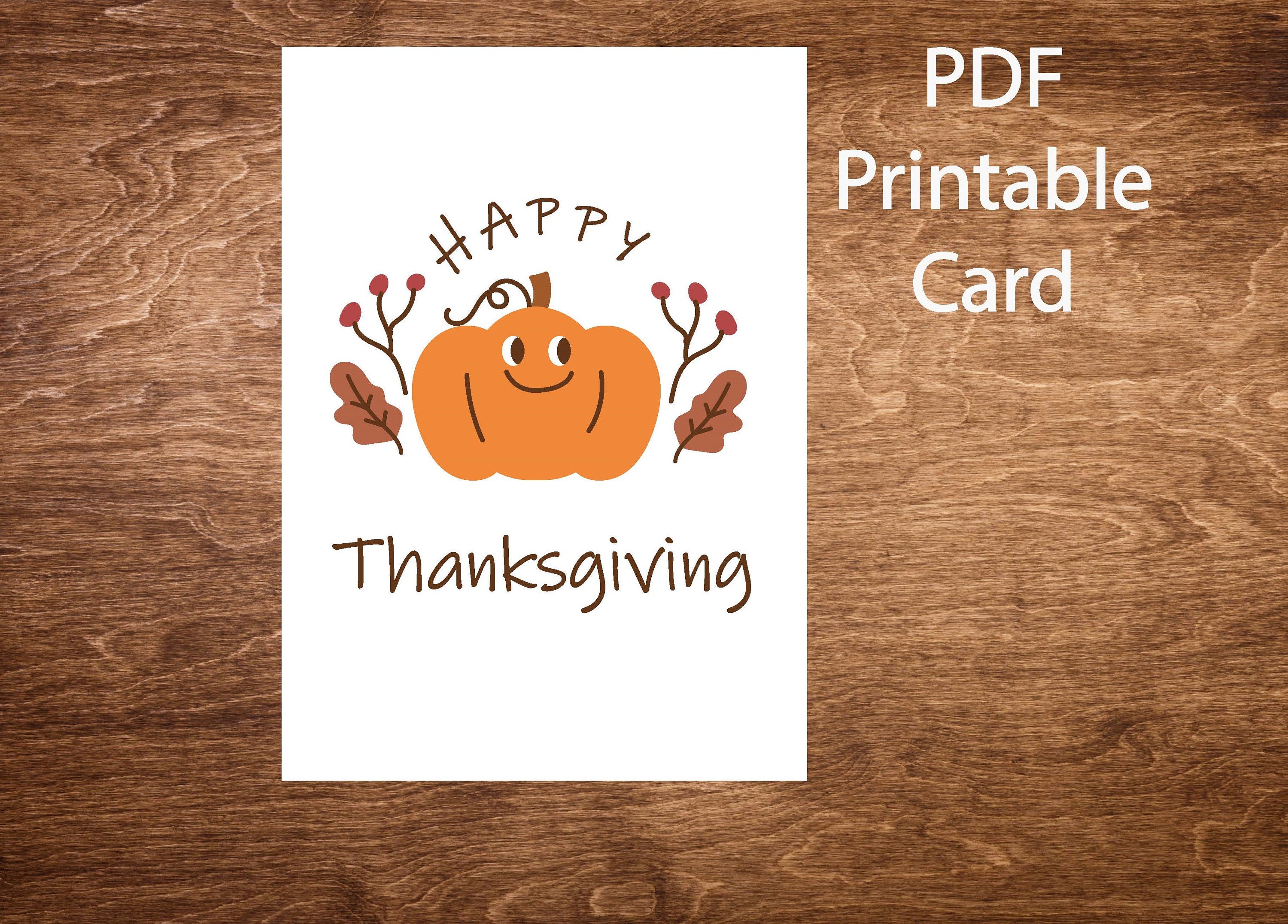 Printable Thanksgiving Card Instant Download PDF Etsy