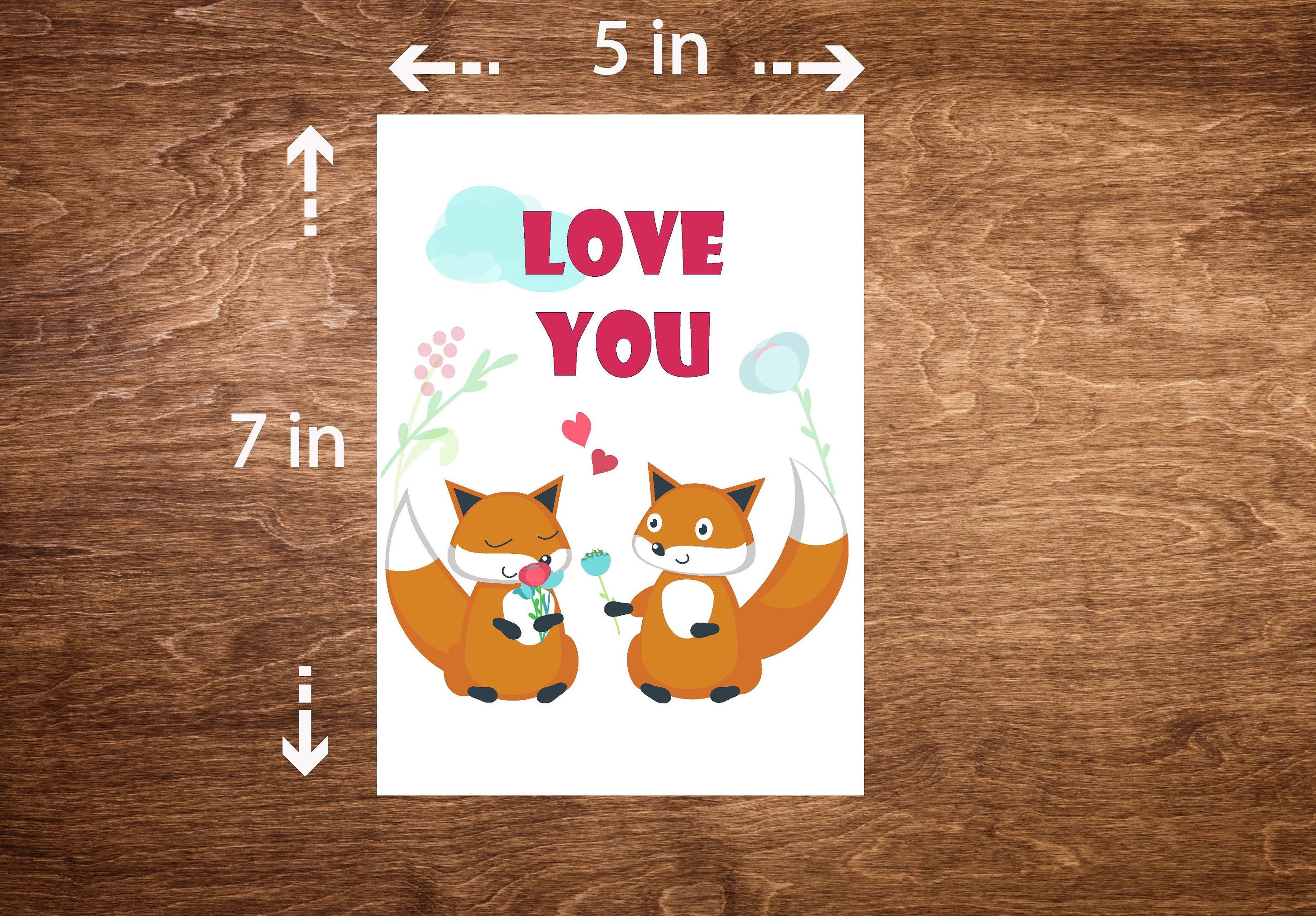 Printable Love Card Instant Download PDF Cute Card 5x7 | Etsy