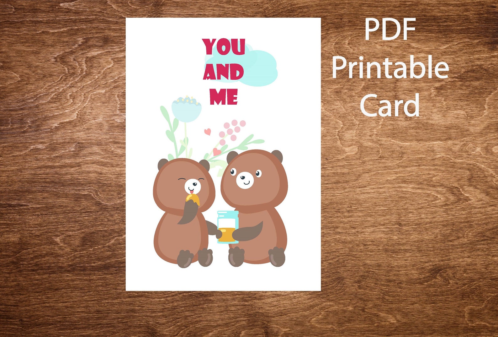 Printable Love Card Instant Download PDF Cute Card 5x7 | Etsy