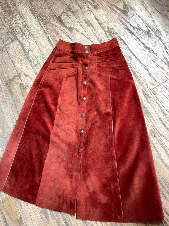 Rust suede skirt vintage leather