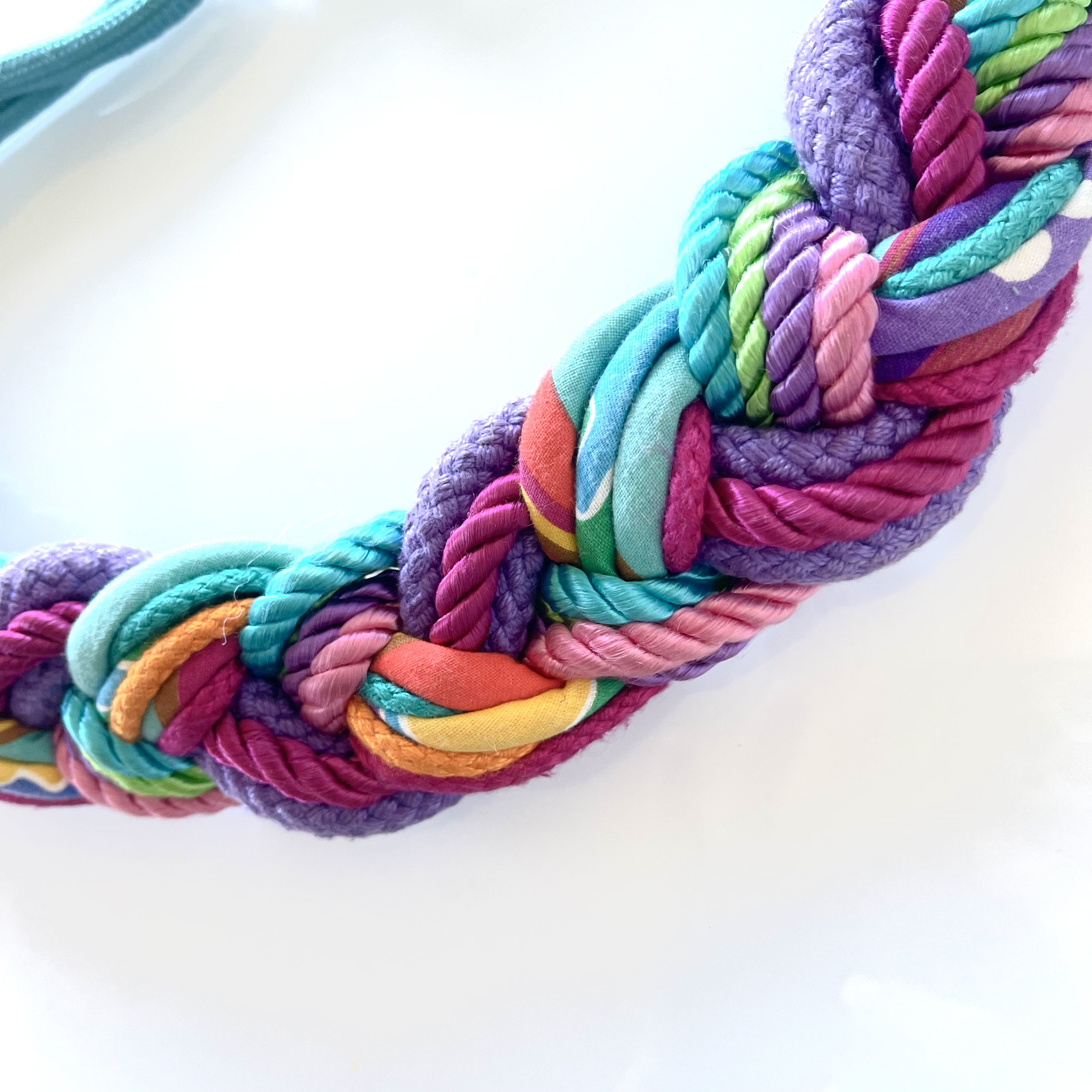 Vintage Rope Plastic Teal Rainbow Retro‎ Belt Vintage Rainbow Braided Cord & Vinyl Women main image 2