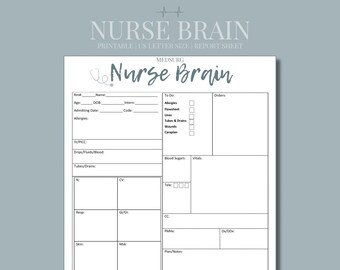 Printable Critical Care Nursing Brain Sheet For Report Etsy