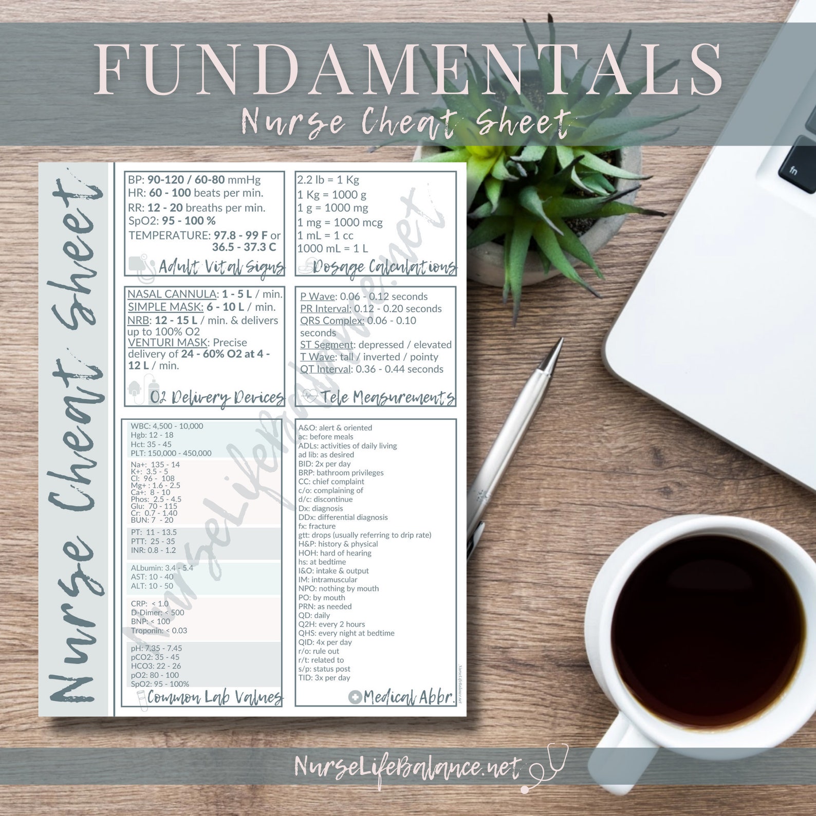 Nursing Fundamentals Cheat Sheet Etsy