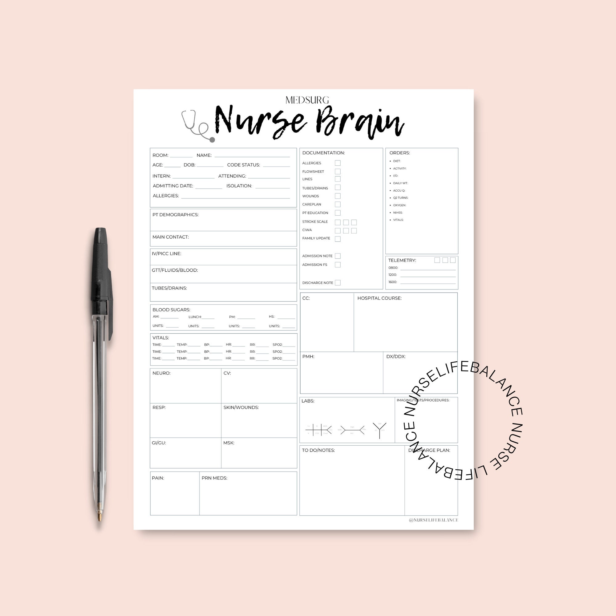 Vital Signs Sheet - Etsy