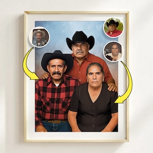 Custom Family Portrait from Photo; Add Deceased People; Drawing of Loved One Who Passed Away; Combine Multiple Photos; Memorial Family Art