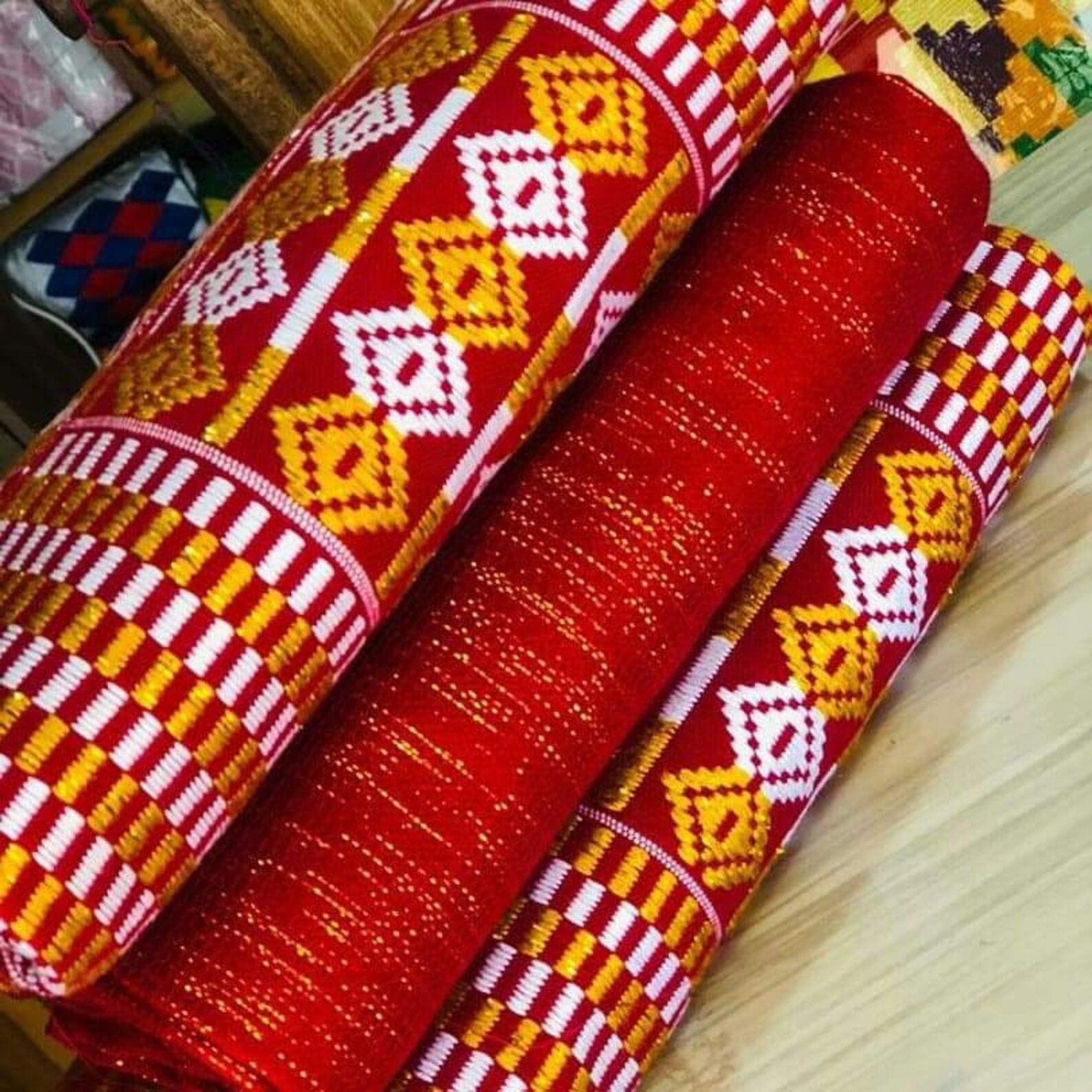 6 Yards Brown Wine Patterned Kente Fabric Etsy