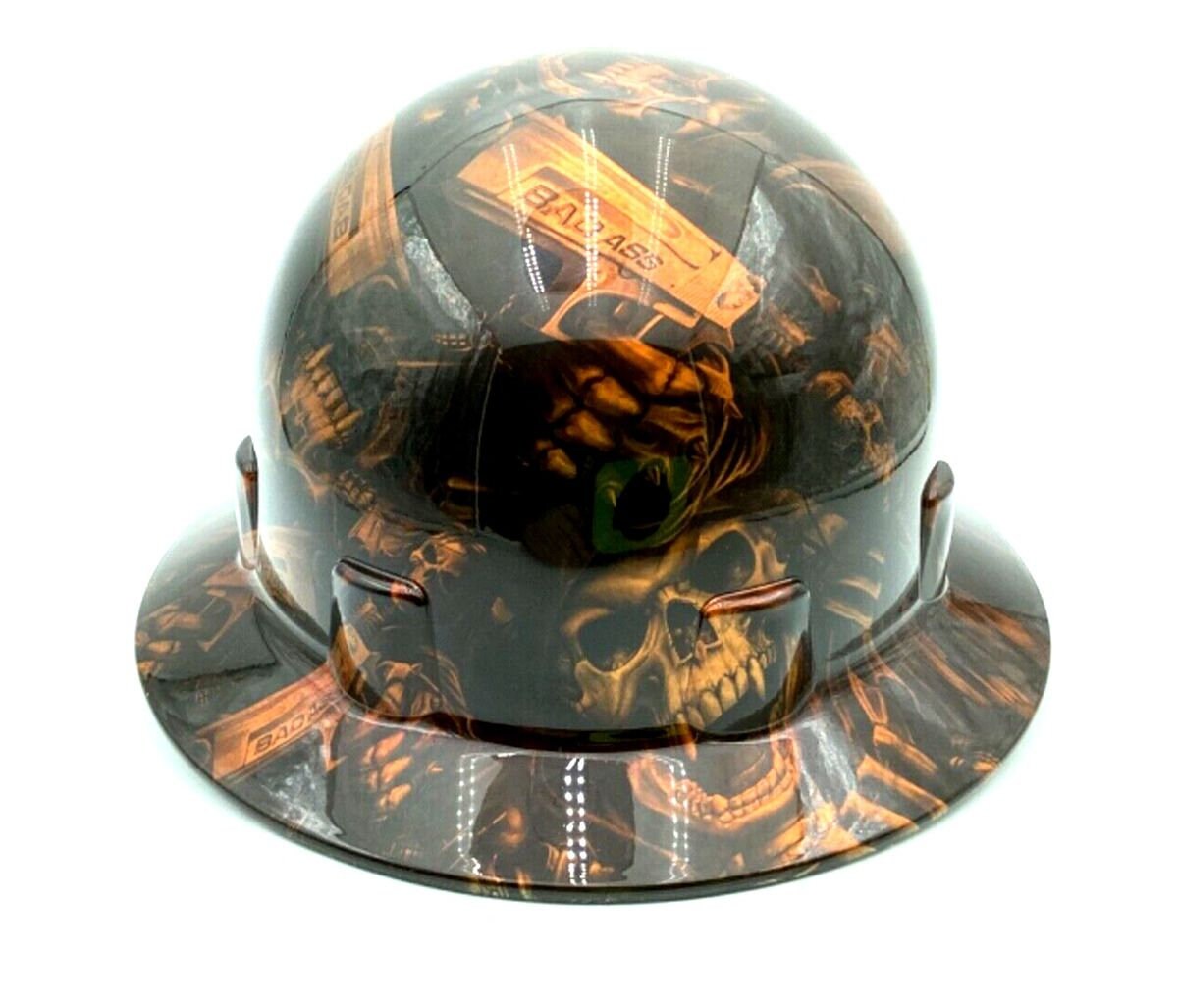 thumbnail image 2 of Custom Hydro Dipped Pyramex Full Brim Hard Hat – Oil Rig Outlaw Roughneck Pattern, White, ANSI C,G,E 2 of 4