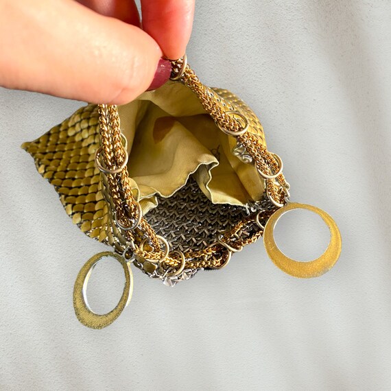 VINTAGE 1930's Petite GOLD Mesh Drawstring PURSE,… - image 8