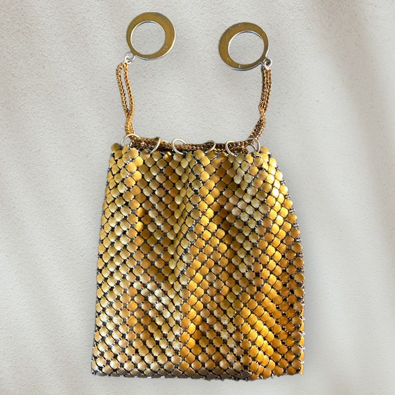 VINTAGE 1930's Petite GOLD Mesh Drawstring PURSE,… - image 3