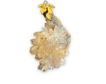 VINTAGE Midcentury Druzy QUARTZ Necklace PENDANT