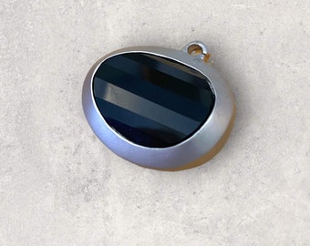 HANDMADE Beveled GLASS and Metal PENDANT