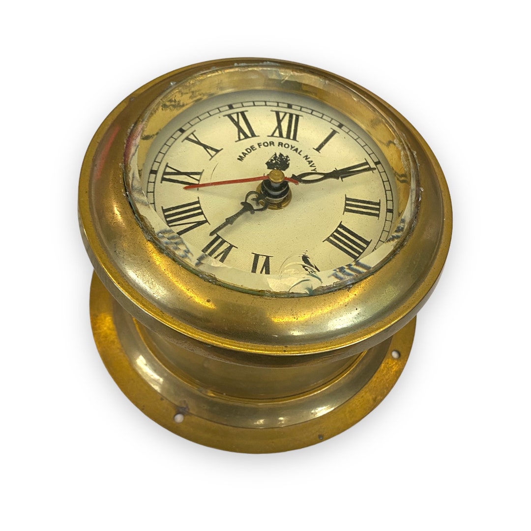 VINTAGE Fuctional 1960's Brass Ship Marine Wall CLOCK Made for Royal