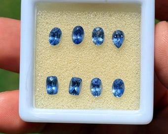 4.26 Ct Natural Sri Lankan Blue Sapphire Lot | 8 Piece Heated Sapphire Set for Custom Jewelry | Ceylon Blue Sapphire Parcel