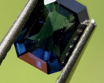 Investment Grade 1.485ct Unheated Sapphire | 5x7mm Emerald Cut Teal Ceylon Sapphire | Bi-color Natural Loose Stone| O-3