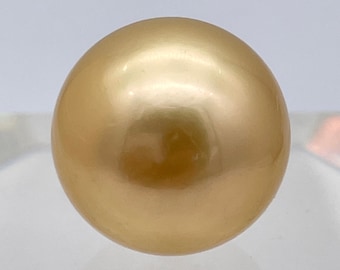 16.8mm Natural GOLDEN, PERFECT Round pearl, RARE item