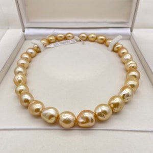 12 BIS 13,4 GOLDEN SOUTHSEA Barockperlenkette, echte Perlen,
