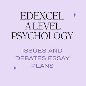 Puede incluir: Un fondo morado con texto negro que dice "EDEXCEL A LEVEL PSYCHOLOGY ISSUES AND DEBATES ESSAY PLANS".