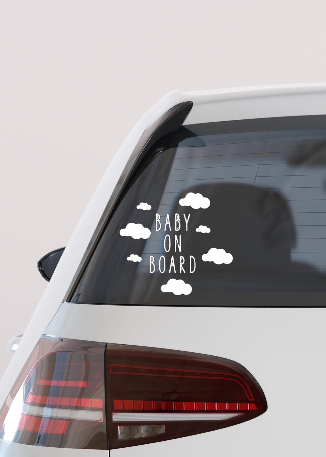 New Addition Sticker Cute Baby on Board Sticker With Clouds - Ideal Baby Shower or New Mom ...