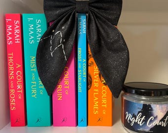 Bookish Hair Bow: Starfall Black Glitter Bow