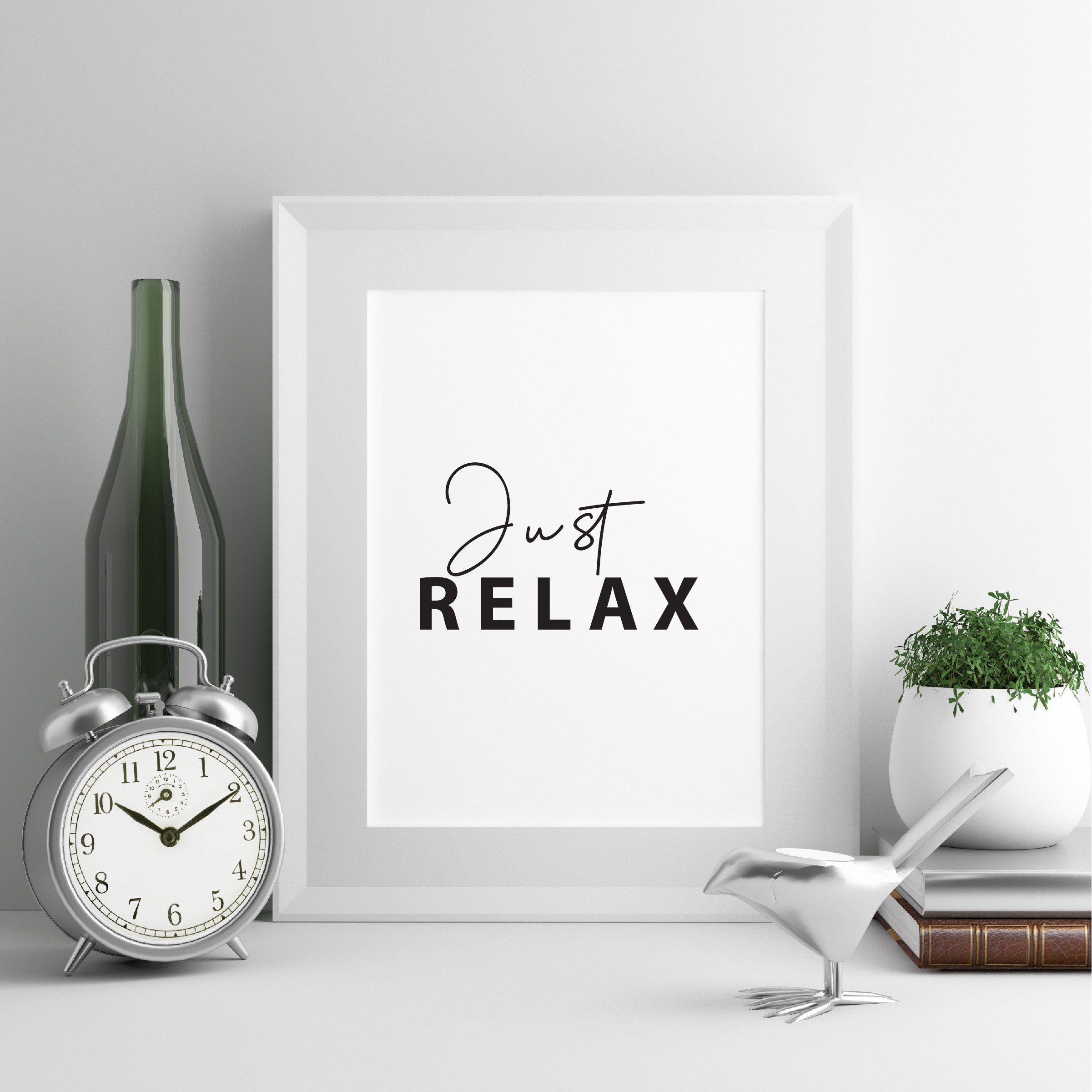 Just Relax Print Typography Print Inspirational Art - Etsy España