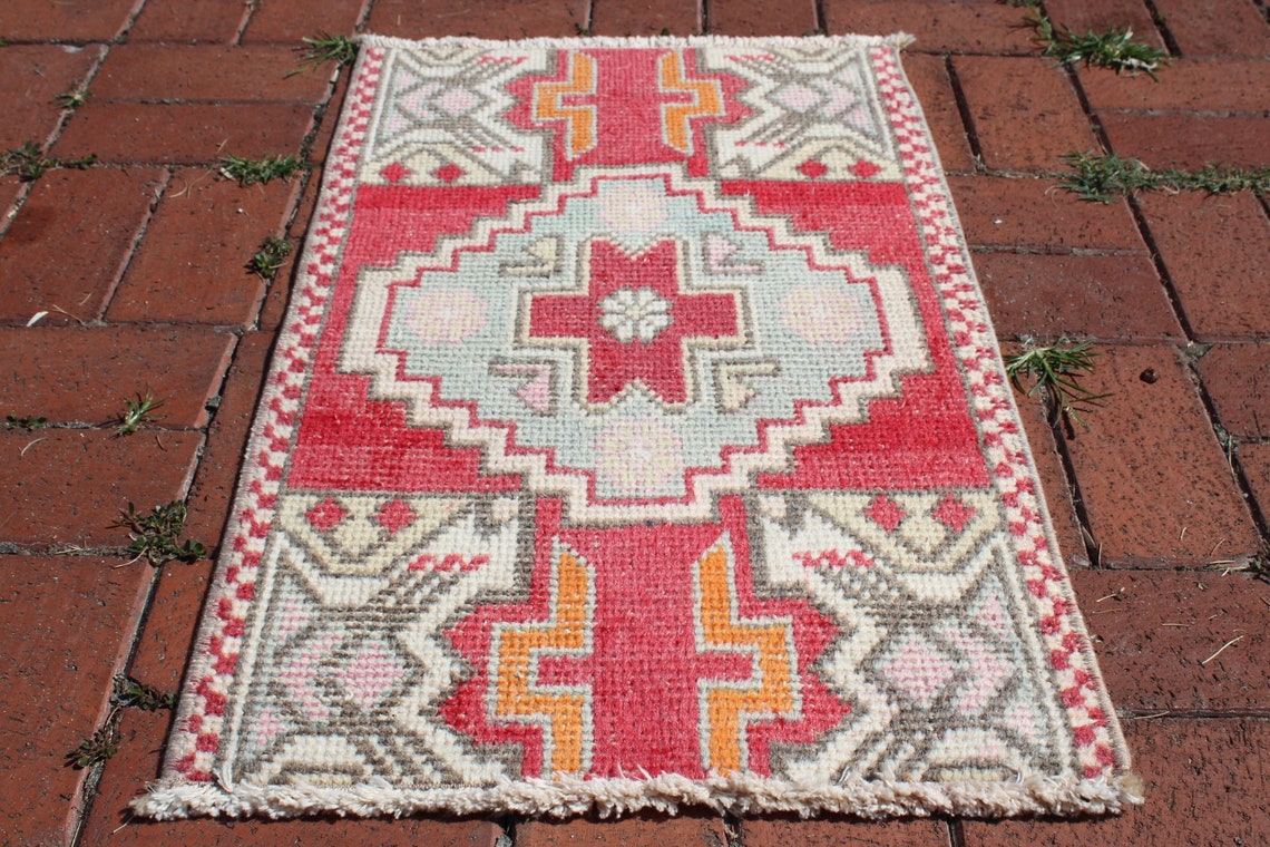 KLEINER TÜRKISCHER TEPPICH 47x78 cm Oushak Teppich | Etsy