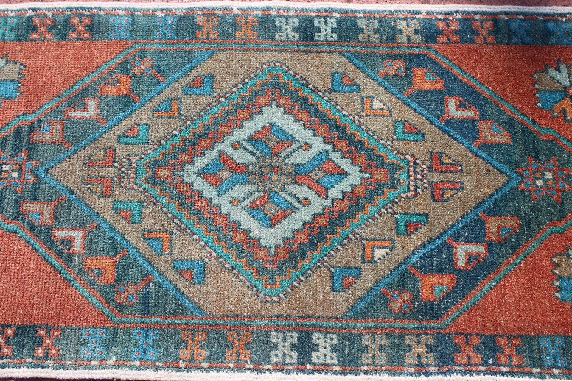 SMALL TURKISH Rug,19x38 Inch,49x98 Cm , Oushak Rug, Hand Made Turkish