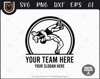 Wrestling SVG File Team Logo #2 - Sports Svg, Wrestler Svg, Wrestle SVG, Cut File, Silhouette, Clipart, PNG for Wrestling Lovers