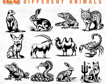 126 Desert Animals SVG DXF PNG Pdf Bundle for Cricut, Sublimation, Prints, and Laser Cut Projects, Wildlife Clipart for Crafts and Decor