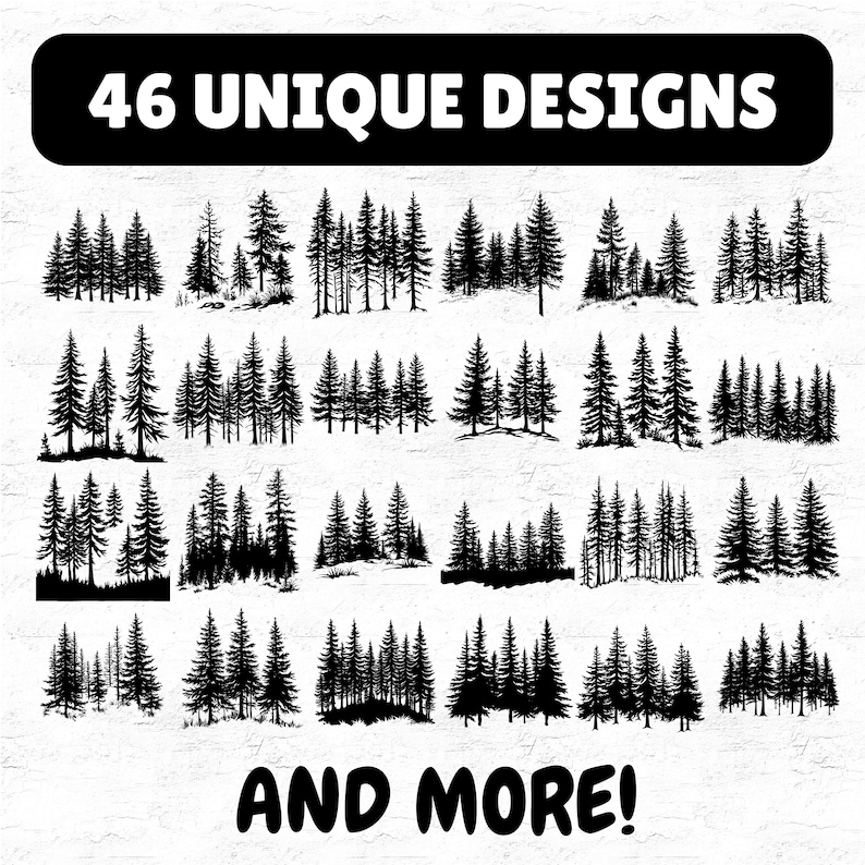 46 Pine Tree Silhouette SVG PNG Pdf Files for Cricut Crafts, Forest ...
