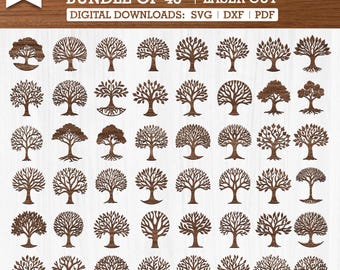 48 Tree Laser Cut Files, Tree of Life SVG Bundle, Vector Designs for Wood Laser Cutting, Glowforge, Cricut, Laser Cut Patterns, Svg Dxf Pdf