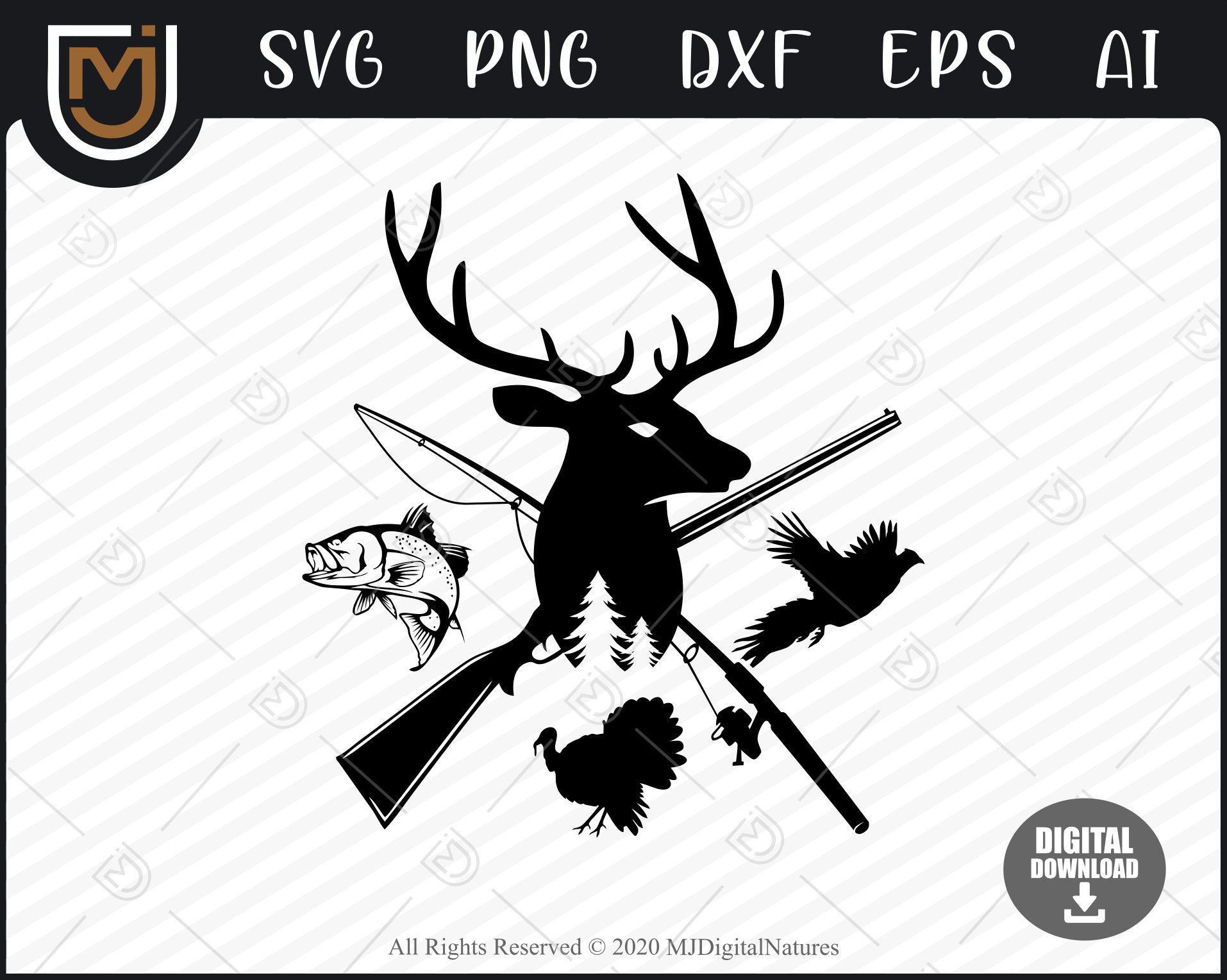 Pheasant Deer Hunting Fishing SVG Deer Elk Clipart Duck Etsy