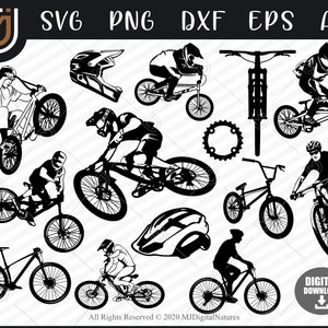 BMX Svg Files Bundle, Dirt Bike SVG, Mountain Bike Svg, Bicycle Svg, Clipart, PNG, Vector for Bikers