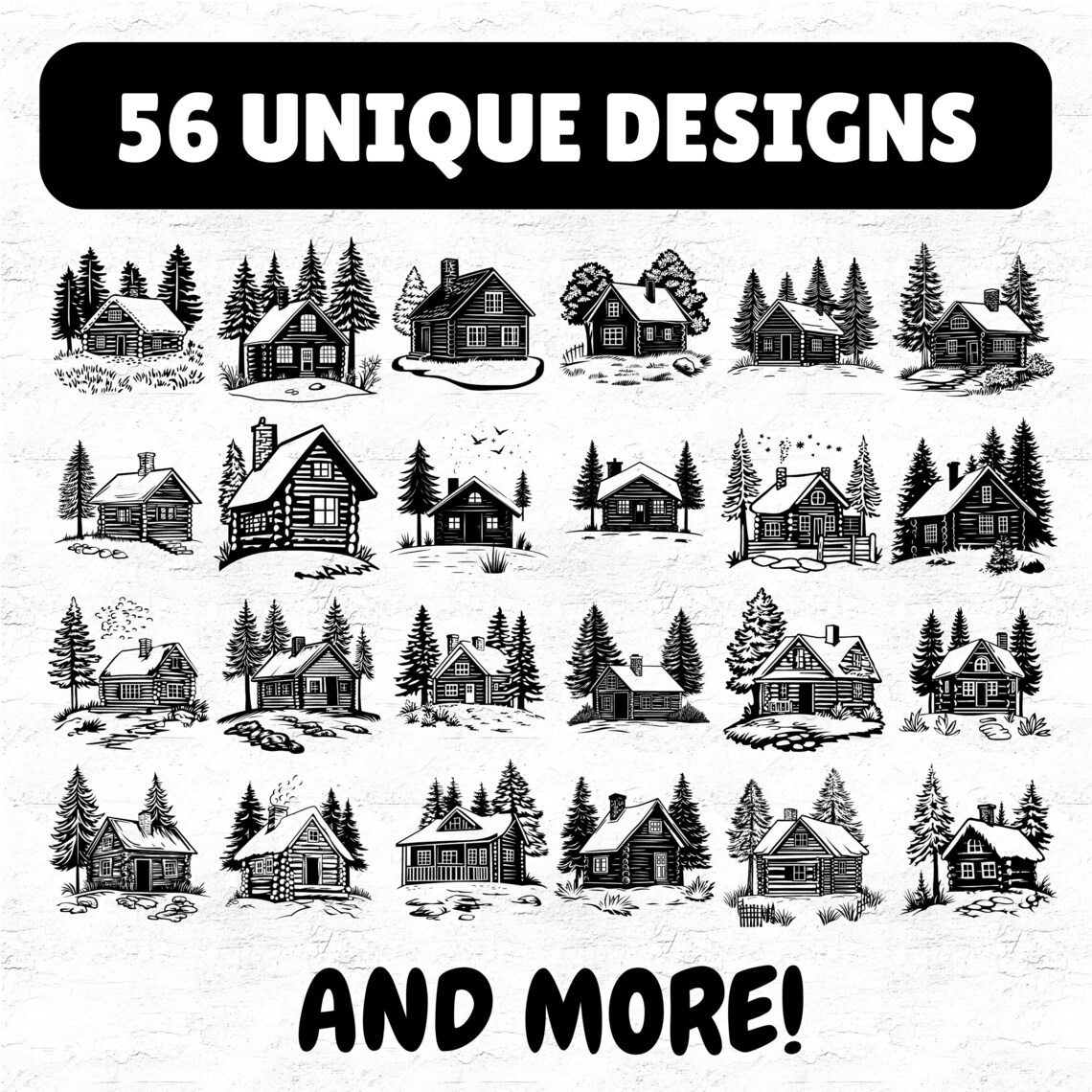 56 Cabin House SVG DXF Bundle for Cricut Crafts, Rustic Cabin ...