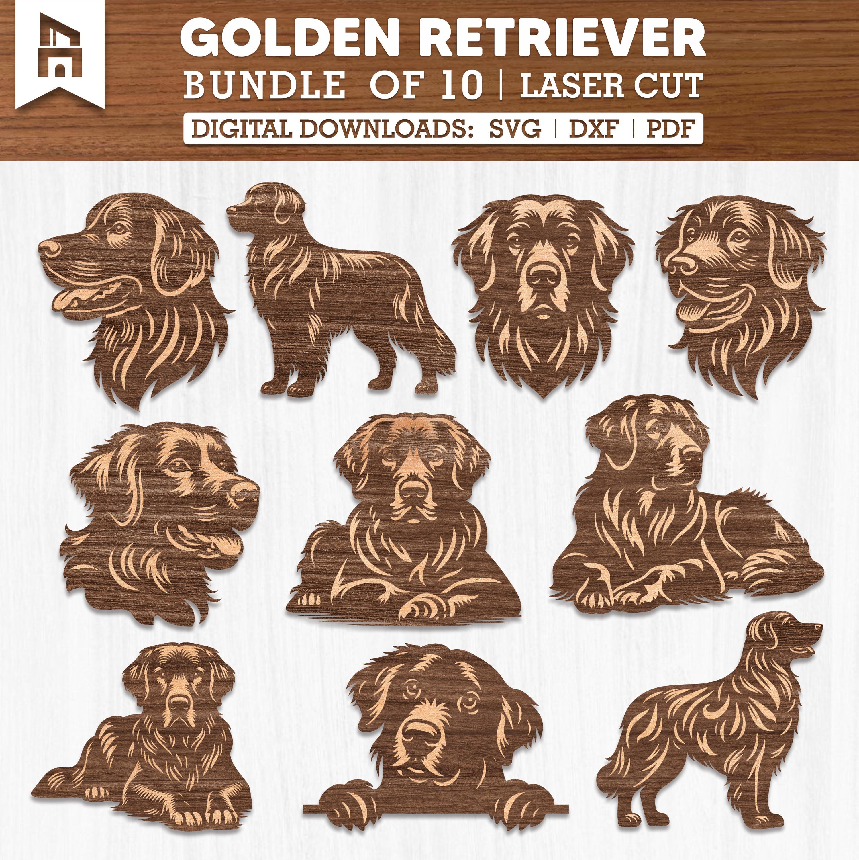 Golden Retriever Laser Cut SVG Bundle of 10 Designs for Cricut and ...