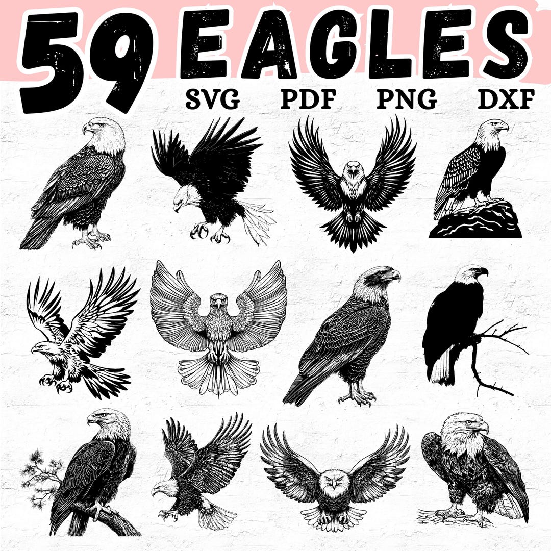 59 Majestic Eagle SVG DXF Bundle for Cricut Crafts, Powerful Bird ...